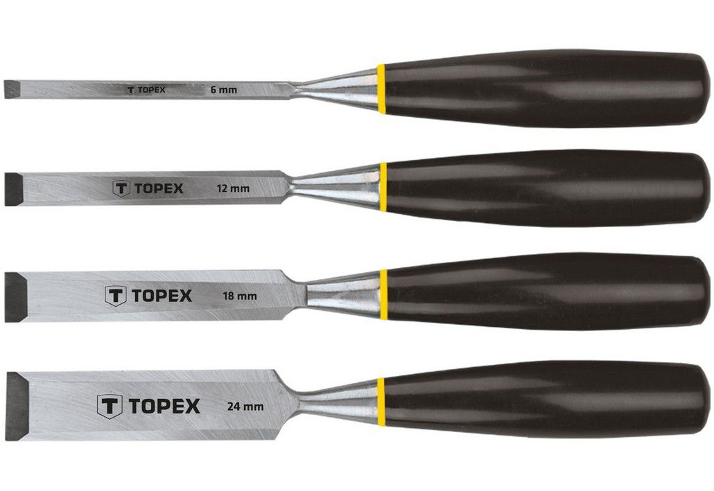 Topex 09A310 lapos favéső készlet, 4 részes, 6 / 12 / 18 / 24 mm termék fő termékképe