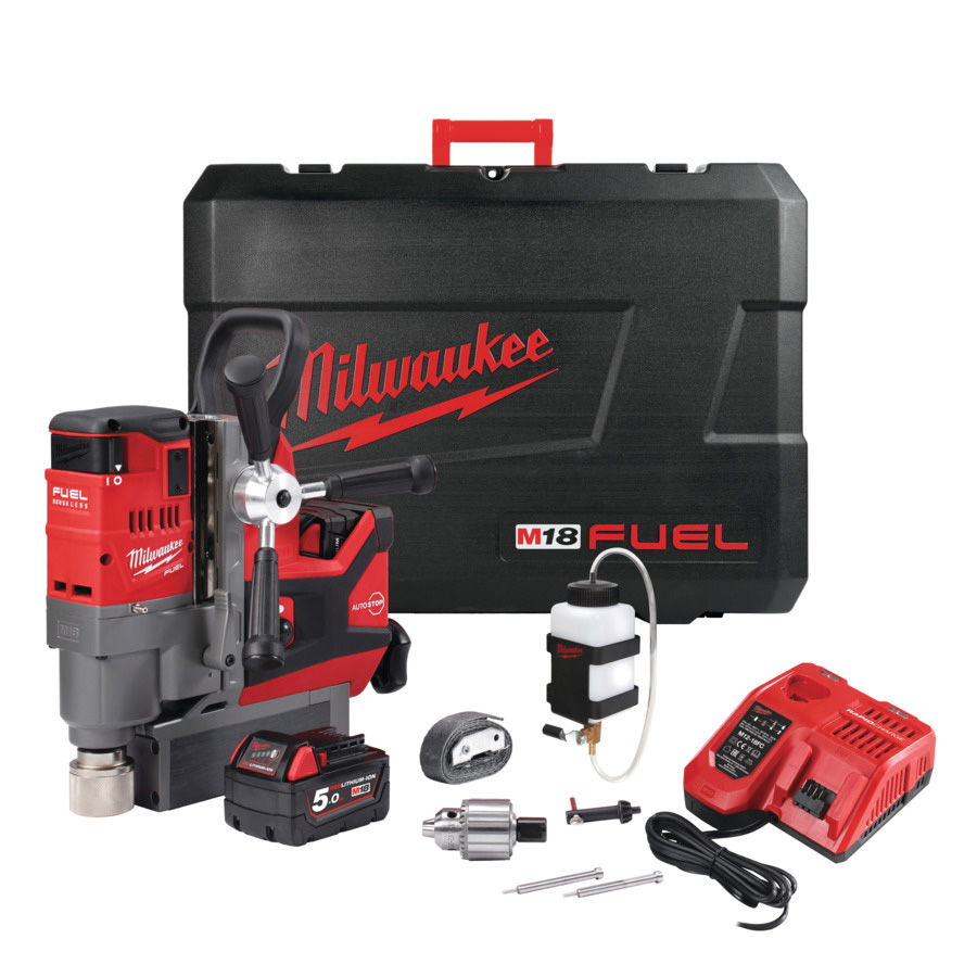 Milwaukee M18 FMDP-502C akkus mágnestalpas fúrógép és állvány (2 x 5.0 Ah Li-ion akkuval) termék fő termékképe