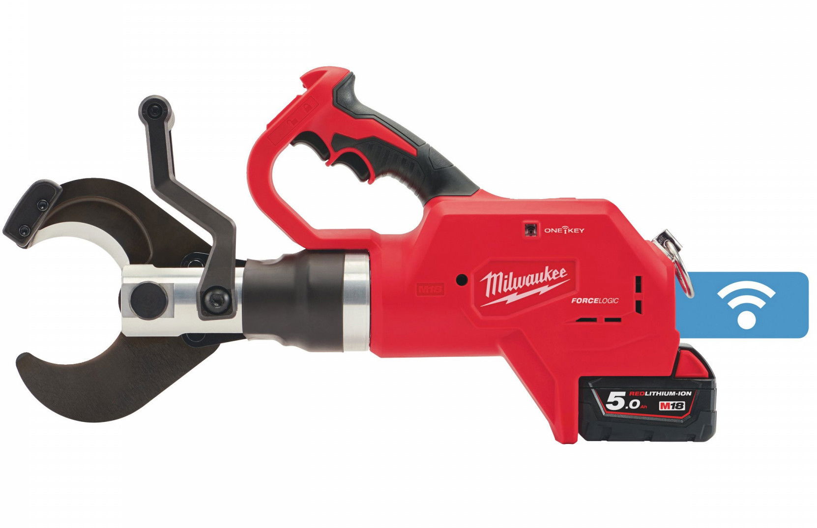 Milwaukee M18 HCC75-502C akkus ONE-KEY™ FORCELOGIC™ szénkefe nélküli hidraulikus földalatti kábelvágó (2 x 5.0 Ah Li-ion akkuval) termék fő termékképe