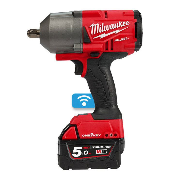 Milwaukee M18 ONEFHIWF12-502X akkus ONE-KEY™ FUEL™ nagy nyomatékú ütvecsavarozó biztosítógyűrűvel, 1/2" négyszög meghajtással (2 x 5.0 Ah Li-ion akkuval) (PROMO) termék fő termékképe