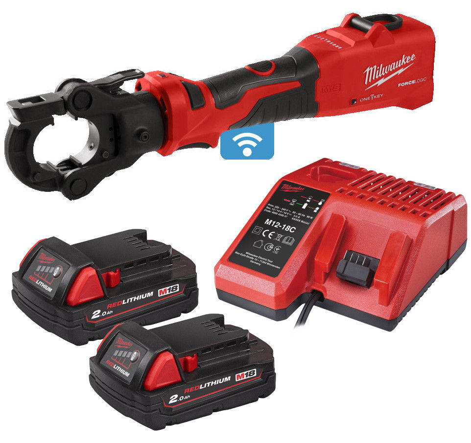 Milwaukee M18 ONEHCCT60-202C akkus ONE-KEY™ FORCELOGIC™ hidraulikus kábelkrimpelő (2 x 2.0 Ah Li-ion akkuval, kofferben) termék fő termékképe