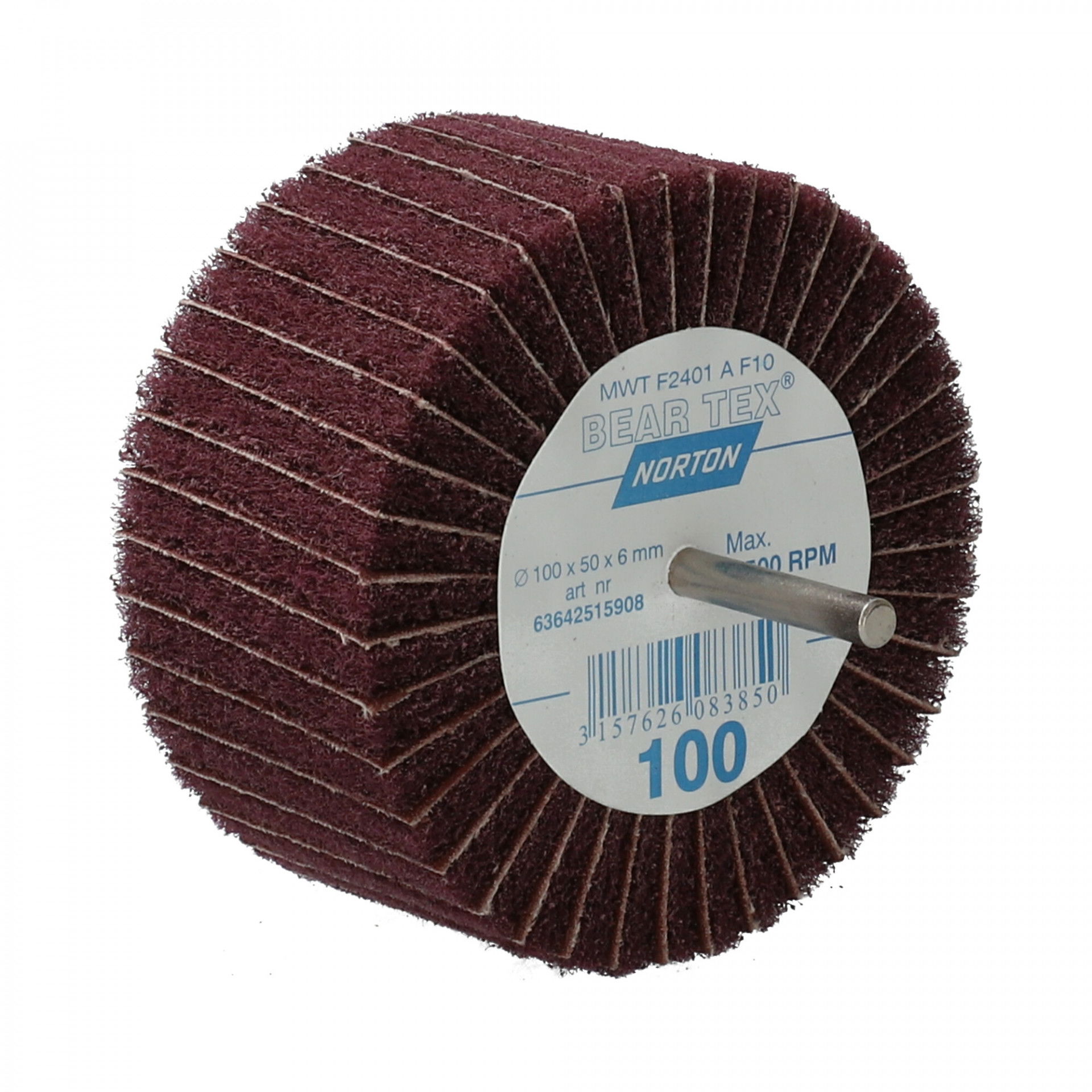 Norton Beartex csapos lamellás csiszolókorong Ø100x50x6mm Fine A/100, 10 db/csomag termék fő termékképe