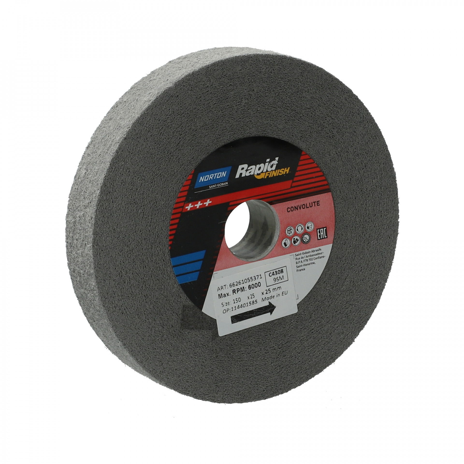 Norton Rapid Finish Series 1000 Long Life rost csiszolókorong 150x25x25mm Medium 9 SiC, 3 db/csomag termék fő termékképe