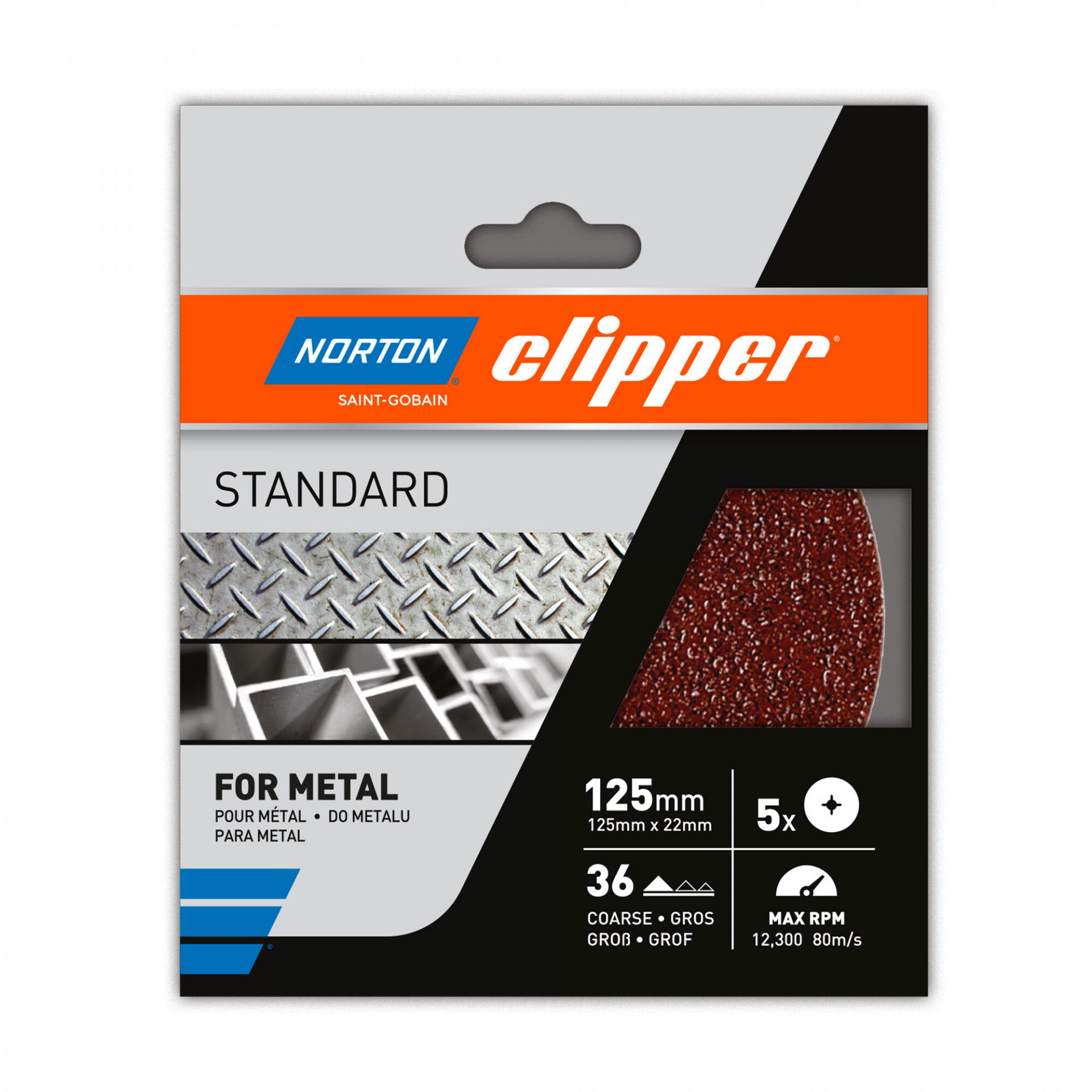 Norton Clipper Standard fíbertárcsa Ø125x22mm P36, 5 db/csomag termék fő termékképe