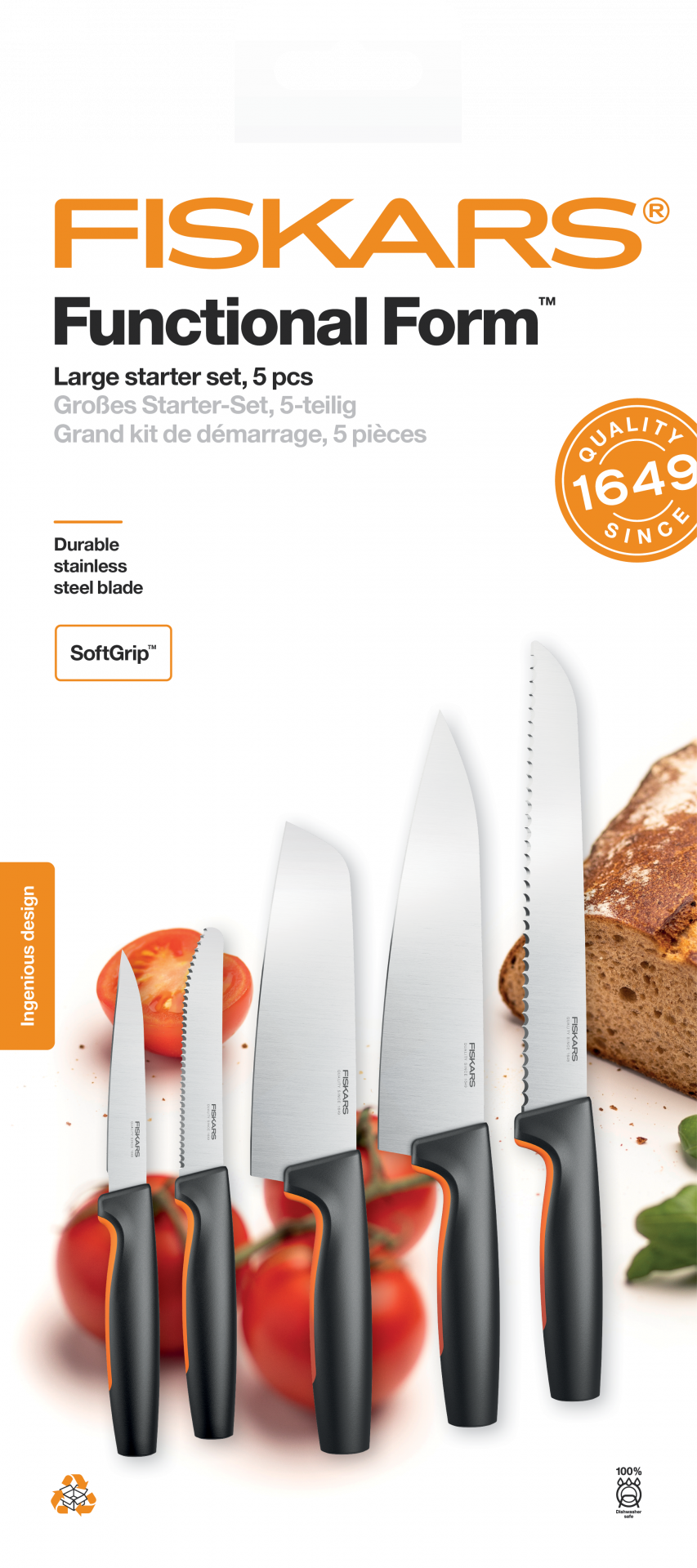 Fiskars Functional Form nagy kezdő késkészlet, fekete, 5 db-os termék fő termékképe