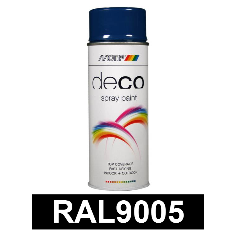 Motip DECO szintetikus festék spray, RAL9005 (selyemfényű fekete), 150 ml termék fő termékképe