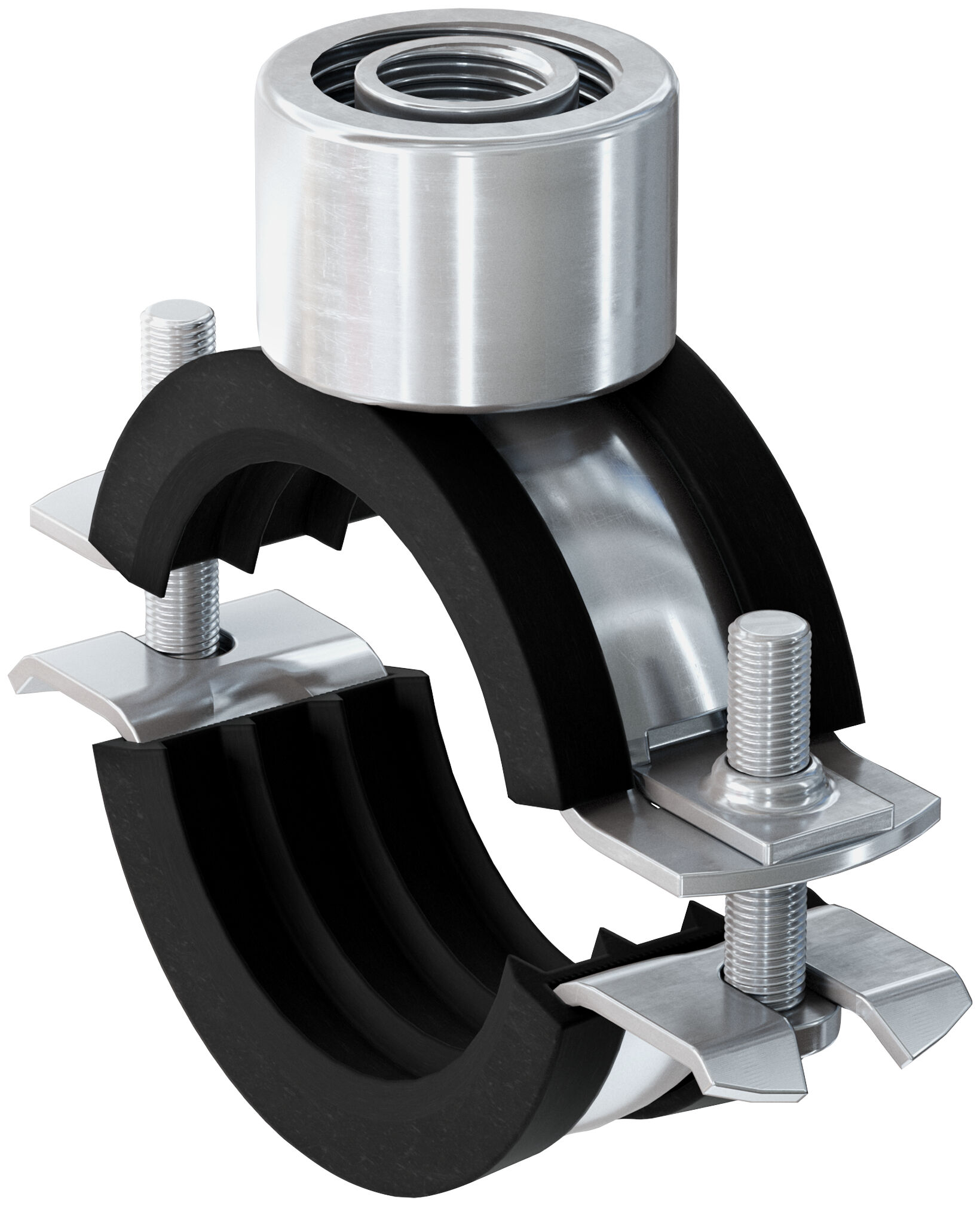 Fischer FRS Triple 26-28 M8 / M10 / 1/2" kétcsavaros csőbilincs hangszigetelő betéttel, 100 db/csomag termék fő termékképe